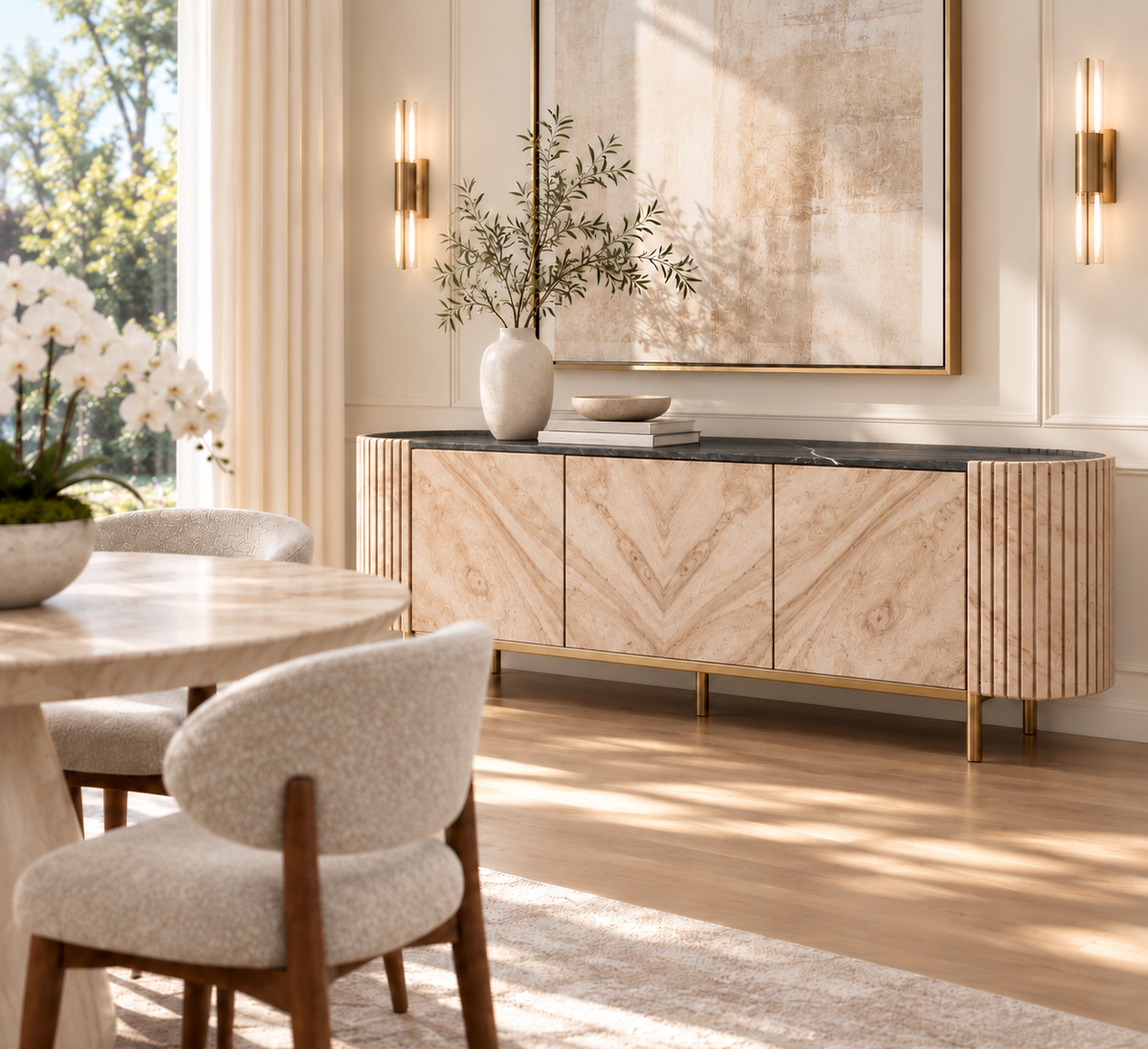 Marceille 3 Door Credenza w/Marquina